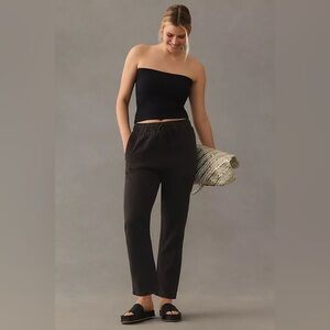 Anthropologie Pilcro Linen Blend Black Wash Drawstring Pants Size MT
